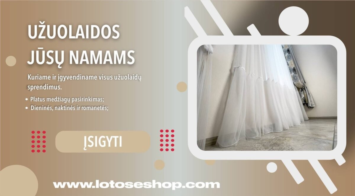 Pagal individualų užsakymą. Prabangi išskirtinio dizaino dienine užuolaida su plisuoto tiulio audinio dekoru