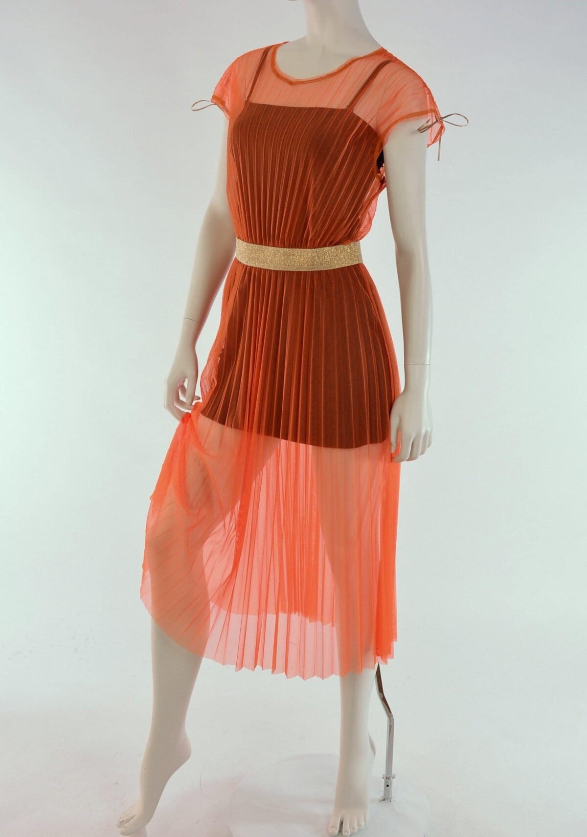 Summer sunray plisse transparent youth modern tulle dress 9464 scaled