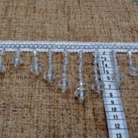 Dekoras užuolaidoms baltos spalvos skaidrus kutai 9 cm