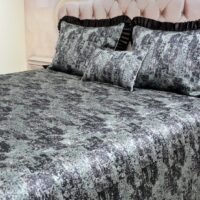 Dygsniuota lovatiesė su pamušalu rudos spalvos dekoruota 8 cm prabangiu gofruotu dekoru Venecija8  260×260