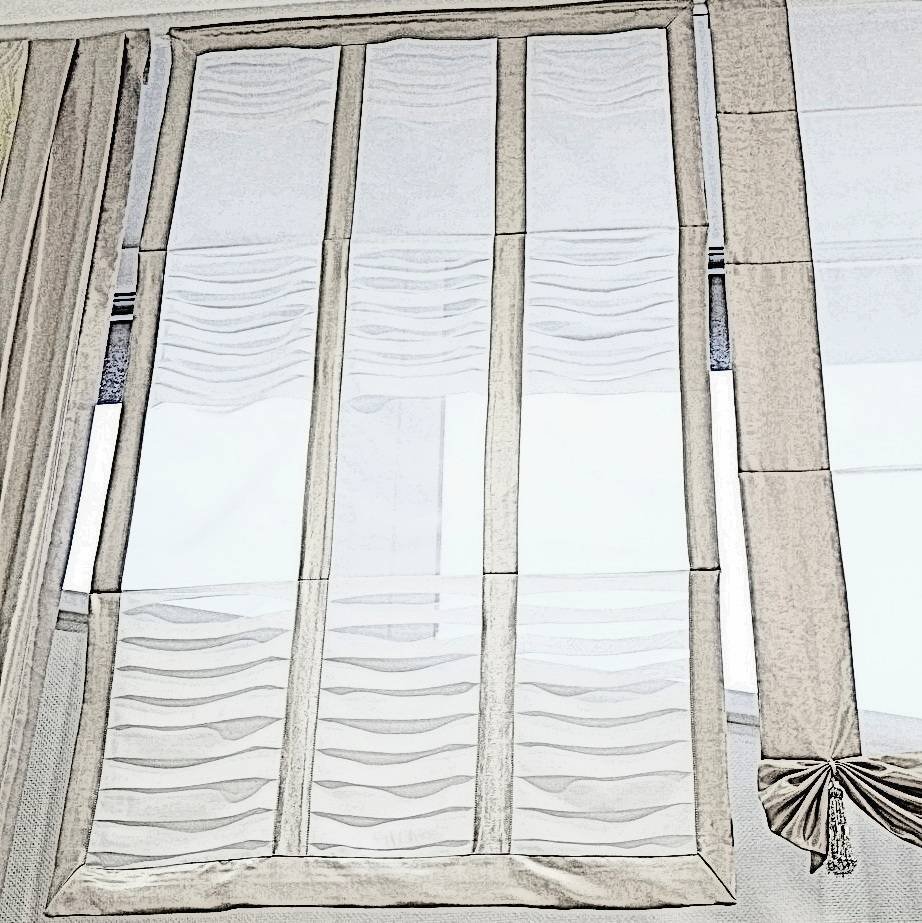 Pagal individualų užsakymą. Originalaus dizaino prabangi klostuota romanėtė užuolaida Osaka